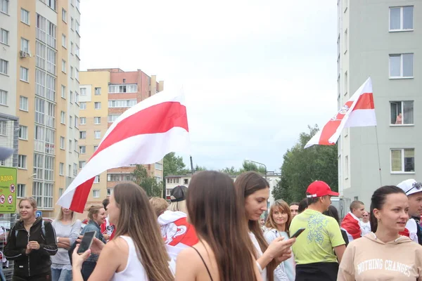 Mińsk Białoruś Września 2020 Pokojowe Protesty Białorusi Ludzie Protestują Białorusi — Zdjęcie stockowe