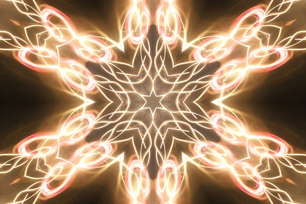 Kaleydoskopik Ateş Süsleme Elemanı. Mistik mandala. Esrarengiz kavram.