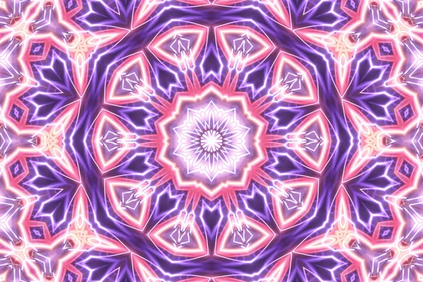 Lilac Lila Neon Glödande Geometriska Mandala Fantasi Fraktal Abstrakt Esoterisk — Stockfoto