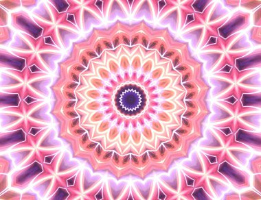Pembe neon parlayan geometrik mandala fantezi fraktal. Esrarengiz sihir konsepti