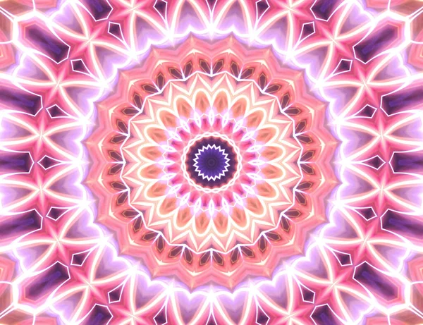 Pembe neon parlayan geometrik mandala fantezi fraktal. Esrarengiz sihir konsepti