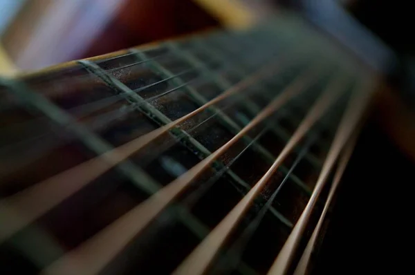 Pescoço Uma Guitarra Acústica Doze Cordas — Fotografia de Stock
