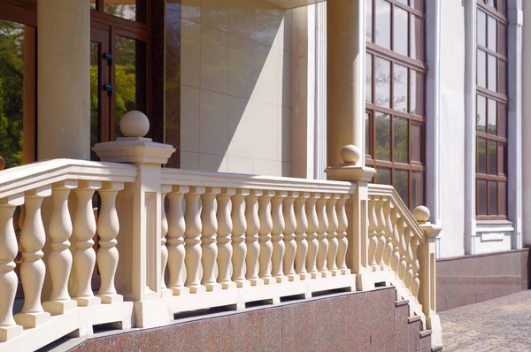 stained glass stone railing beige building