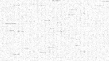Harfleri siyah beyaz zonkluyor. Döngü. Meditasyon ile ilgili kelimeler. Meditasyon wordcloud solma ve solma.