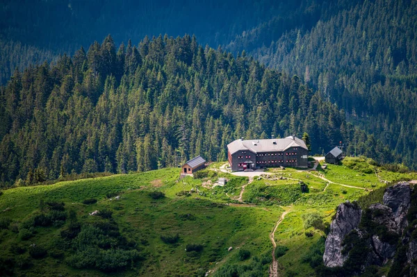 Vue Panoramique Aérienne Été Hofpurglhutte Hofpurgl Alpine Mountain House Hut — Photo