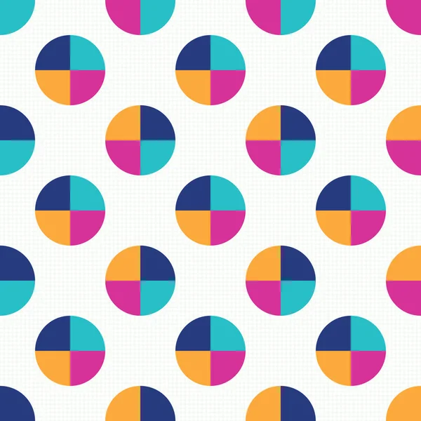 Abstract colorful Quarter circles seamless geometric pattern with polka dot background