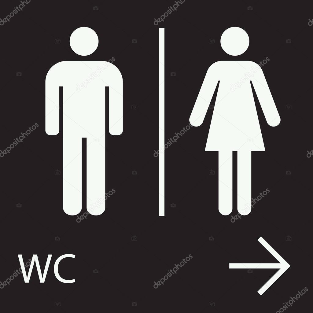 WC toilet vector men and women restroom arrow sign