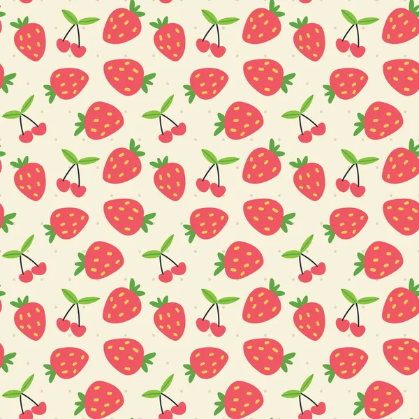 Kayısı Beyaz arka plan üzerinde polka nokta ile Kiraz çilek dikişsiz desen