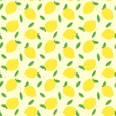 Yaprakları dikişsiz desen vektör illüstrasyon ile taze limon