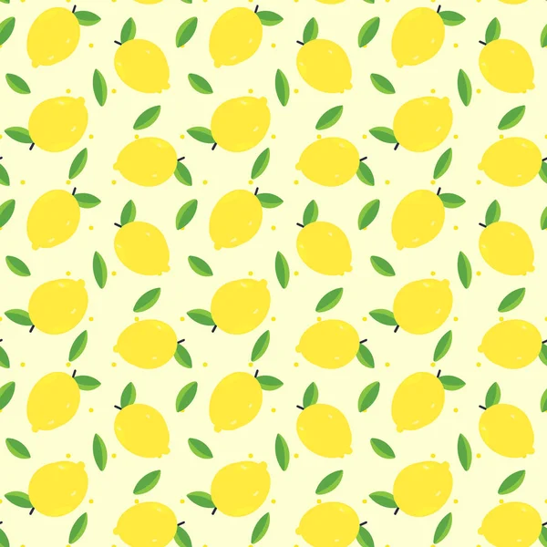 Fresh lemon with leaves seamless pattern vector illustration — Stock Vector