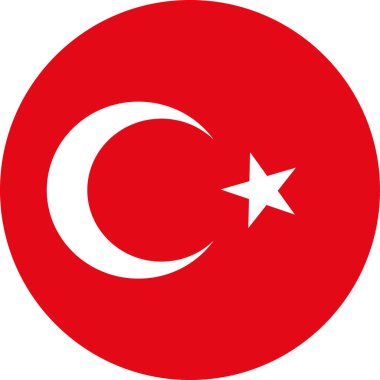 Yuvarlak Türk bayrağı simgesi veya türk bayrağı rozeti vektör illüstrasyon