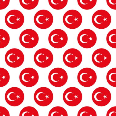 Beyaz arka planda Türk bayrağı dikişsiz desen vektörü