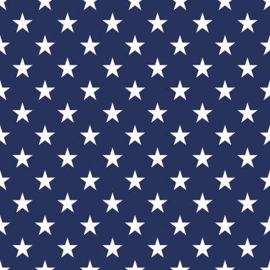 Mavi arka plan dikişsiz desen vektör illüstrasyon abd bayrağı beyaz yıldız.