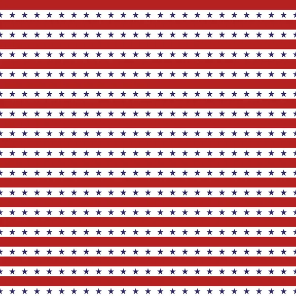 Blue stars seamless stripes pattern. US flag colors white, red background — Stock Vector