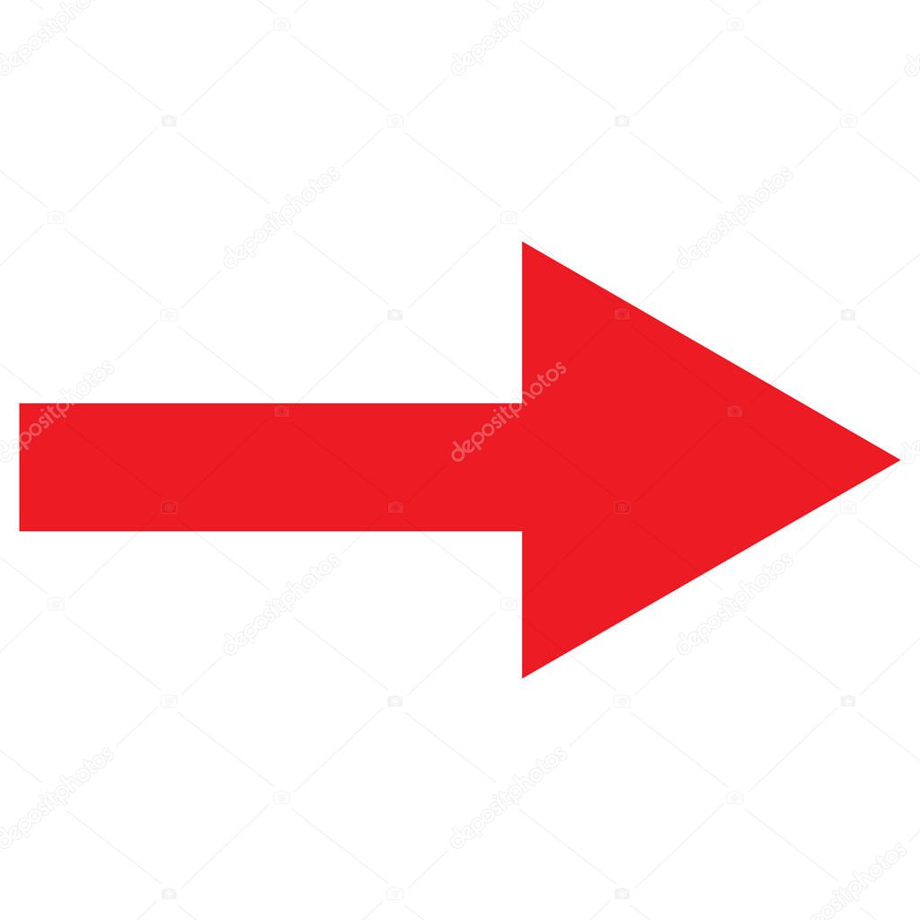 Right red arrow icon vector traffic symbol on white background
