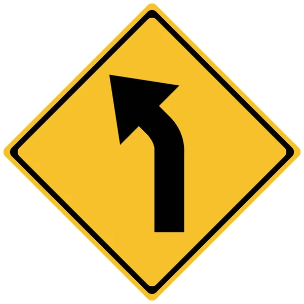 Varning vägtrafiken Sign-vänster kurva pilen på Diamond Sign — Stock vektor