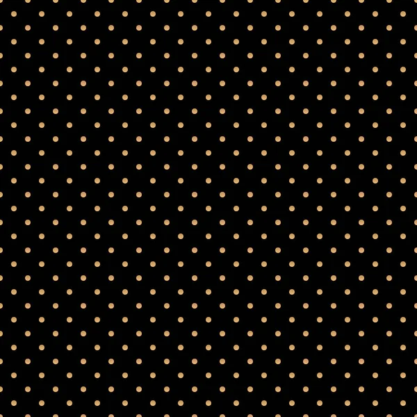Golden polka dot seamless pattern on black background vector — Stock Vector