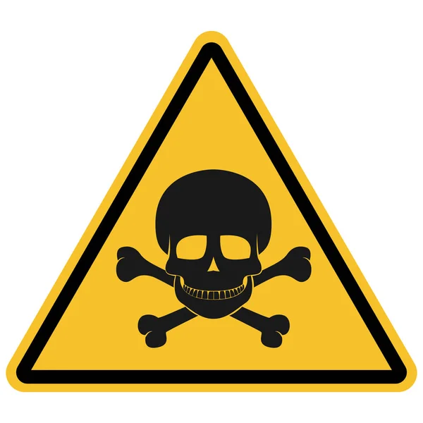 三角形の頭蓋骨の危険有毒廃棄物記号、警告アイコンベクトル. — ストックベクタ