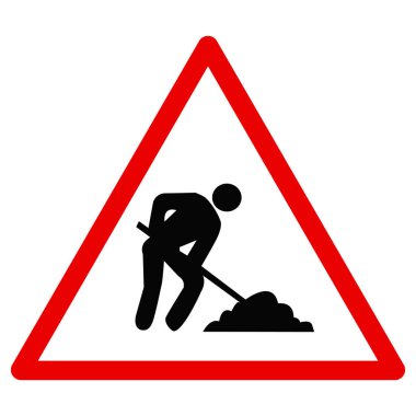 Trafik işaretleri kırmızı üçgen - Çalışma devam ediyor veya yol şantiye.