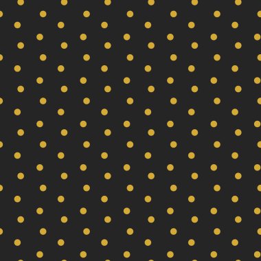 Siyah arka planlara basılmış siyah sarı noktalar Dikişsiz desen vektörü.