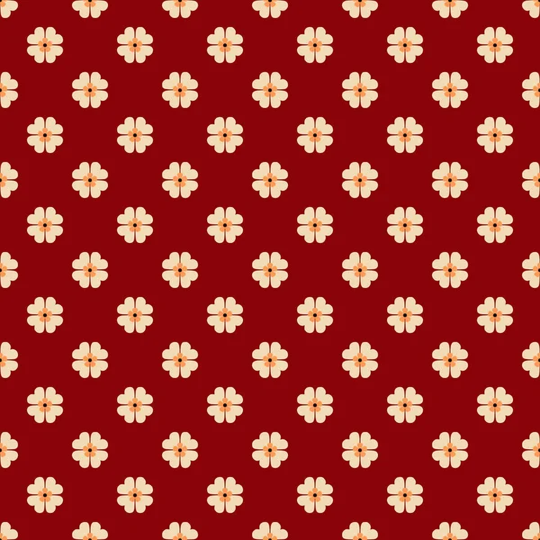 Resumen simple vector de patrón floral sin costuras impreso sobre fondo rojo rosado — Vector de stock