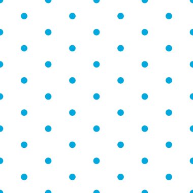 Mavi polka noktalar dikişsiz desen vektör beyaz arka plan üzerine basılmış.