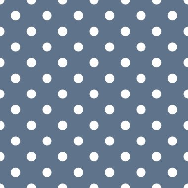 Siyan mavisi arka plan vektörü üzerinde beyaz polka nokta tekrarlanan desen