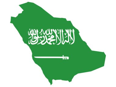 Suudi Arabistan harita bayrak vektör illüstrasyon. Körfez ülkesi.