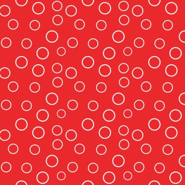 Beyaz daire halkaları dikişsiz desen vektörü. Kırmızı arka plan.