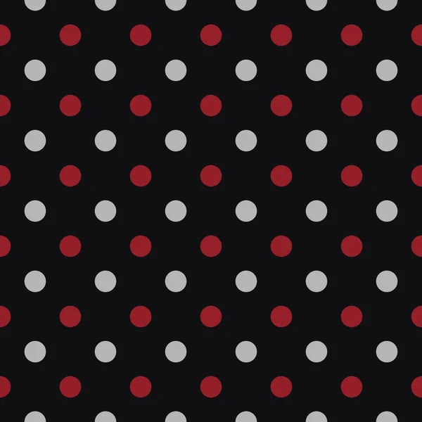 Rode & grijsachtig blauw polka dot naadloze patroon vector zwarte achtergrond. — Stockvector