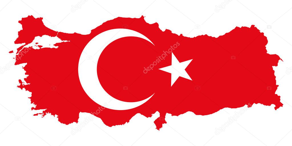 Turkey map flag or turkish national symbol