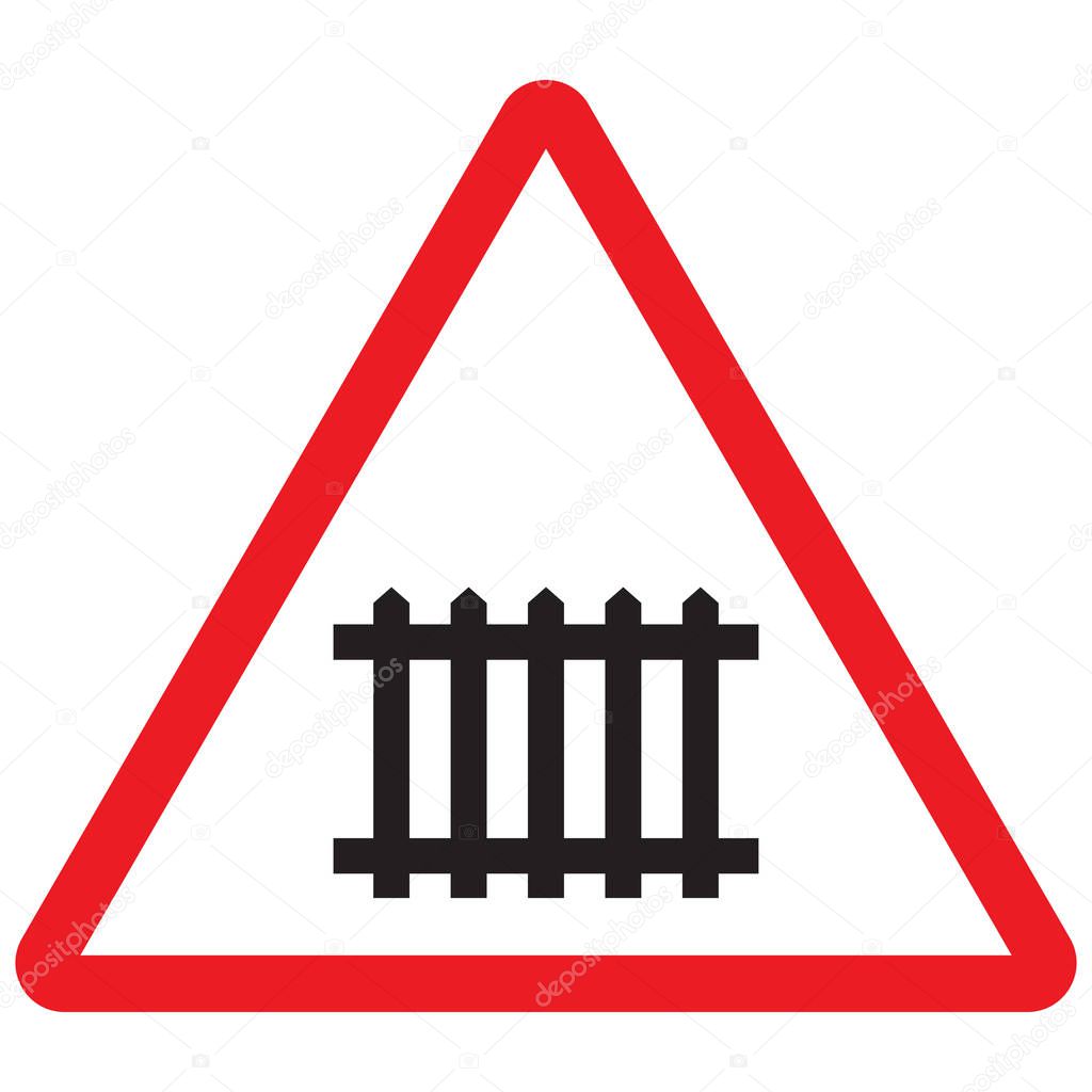 Railway gate crossing triangle sign vector