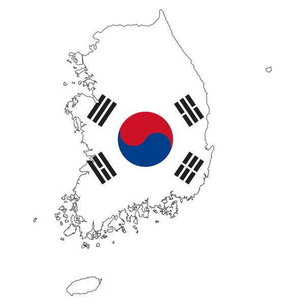 Südkorea Karte Flagge Vektor Illustration Hintergrund — Stockvektor