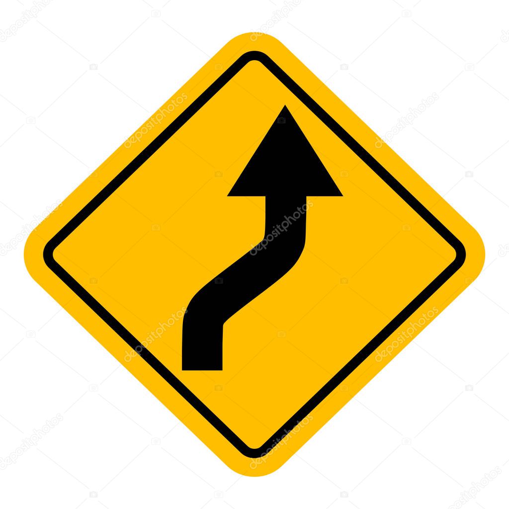 Reverse curve traffic sign vector background