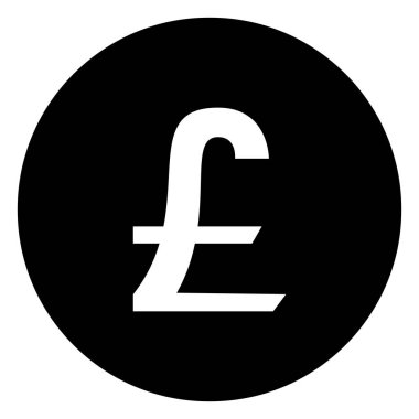 İngiliz pound vektör ikonu çizimi. Siyah, beyaz.