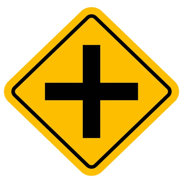 Crossroads adiante - ilustração do vetor de sinal de tráfego — Vetor de Stock