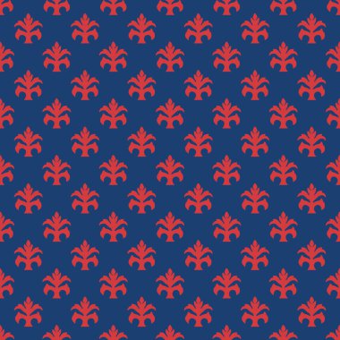 Çiçek tasarımı, kusursuz desenli vektör arka planı. Mavi, kırmızı.