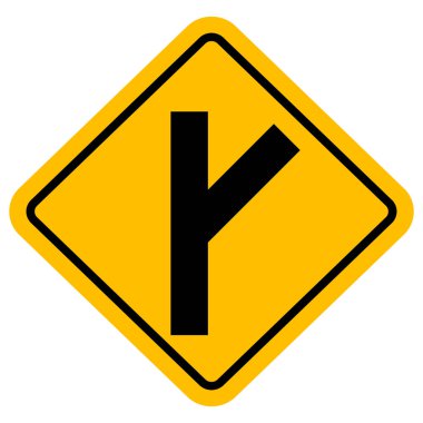 Y kavşağı sağ veya yan yol trafik işareti vektörü.