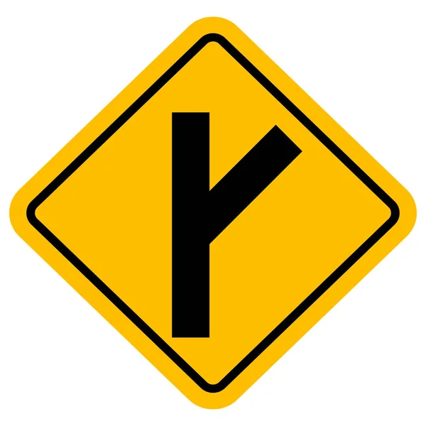 Y jonction droite ou asymétrique côté panneau de signalisation routière vecteur . — Image vectorielle