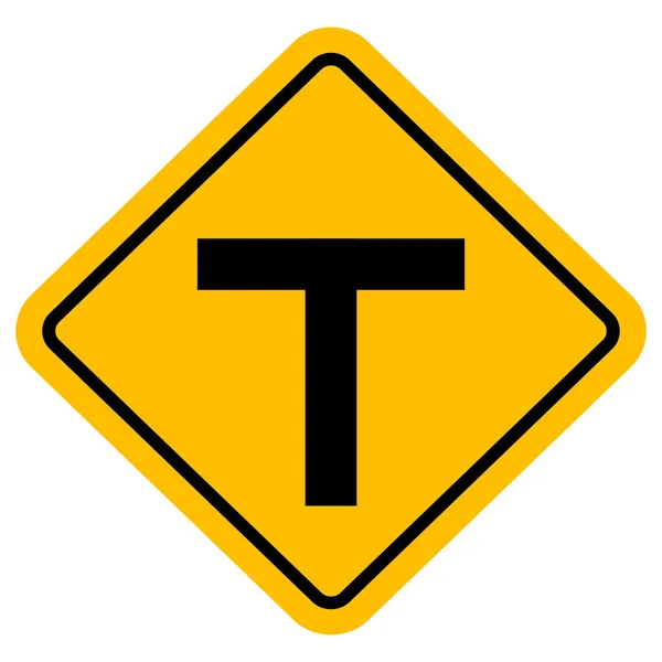 Közúti közlekedési tábla T-csomópont vektor illusztráció háttér — Stock Vector