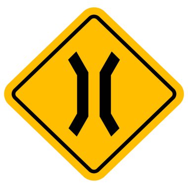 Trafik işareti dar köprü vektör çizelgesi. Uyarı sembolü.