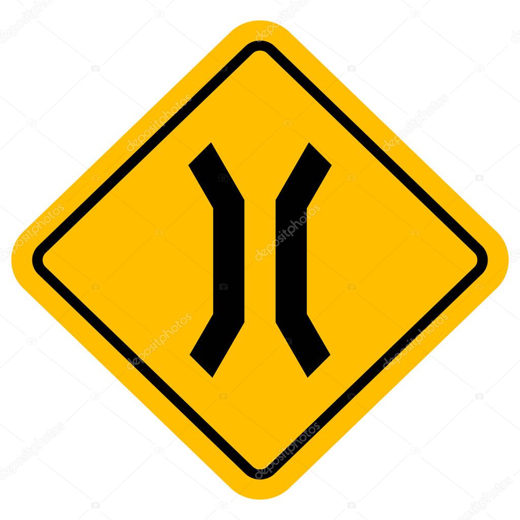 Traffic sign narrow bridge vector illustration.Warning symbol.