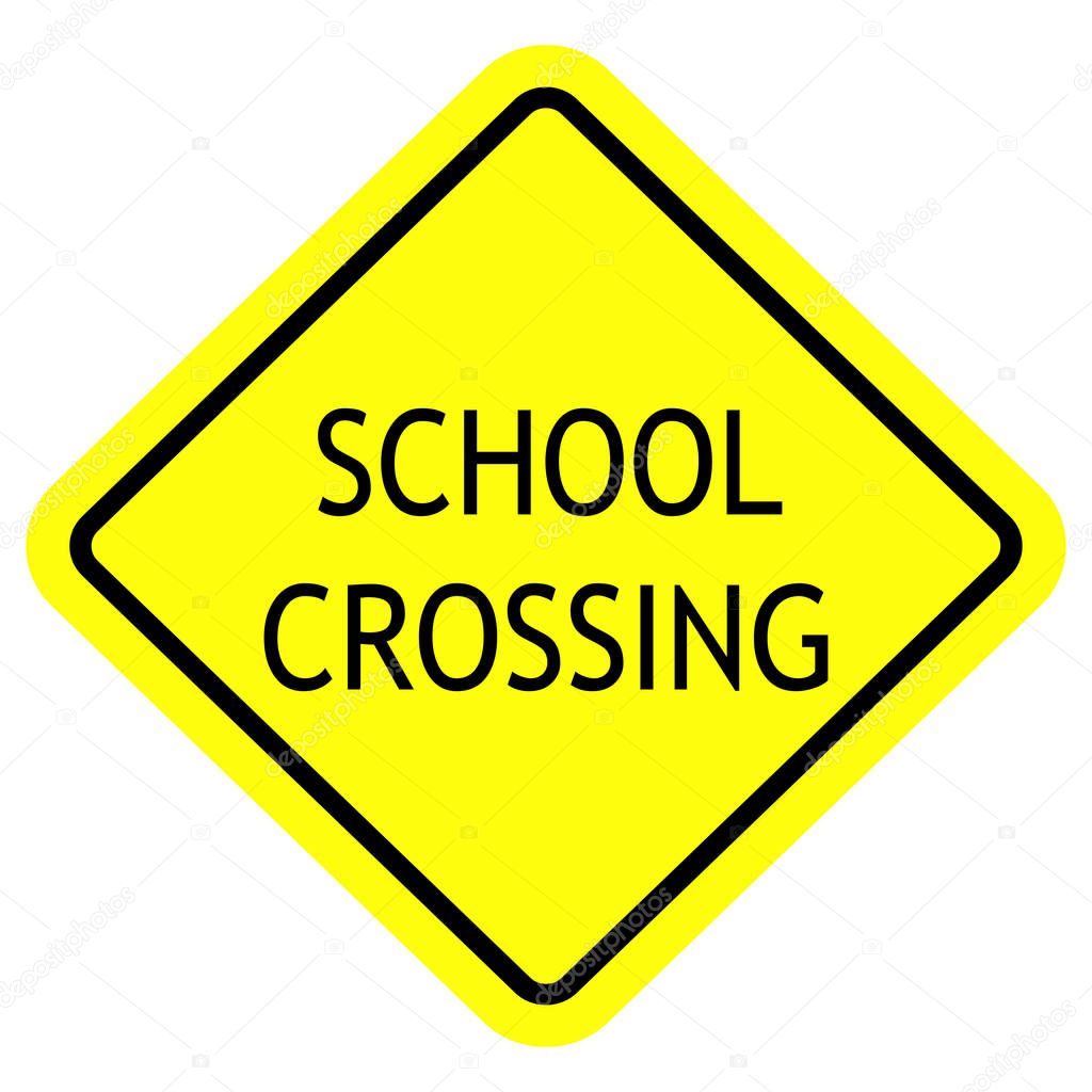 School crossing caution sign vector illustration