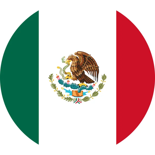 Drapeau mexicain icône ronde ou drapeau mexicain autocollant vectoriel illustration — Image vectorielle