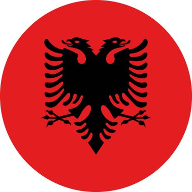 Arnavut yuvarlak bayrak vektör illüstrasyonu