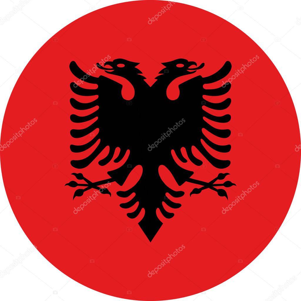 Albanian round flag icon vector illustration