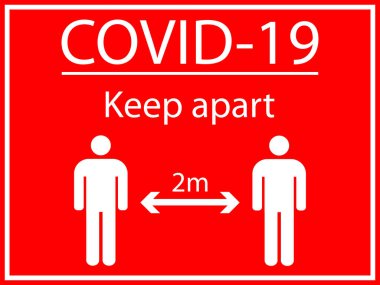Covid-19 sosyal uzaklık işaretini ayrı tut. Salgın önleme tedbirleri.