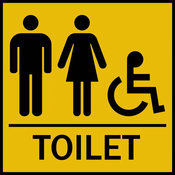 Hommes Femmes Handicap Signe Toilette Noir Sur Fond Jaune — Image vectorielle