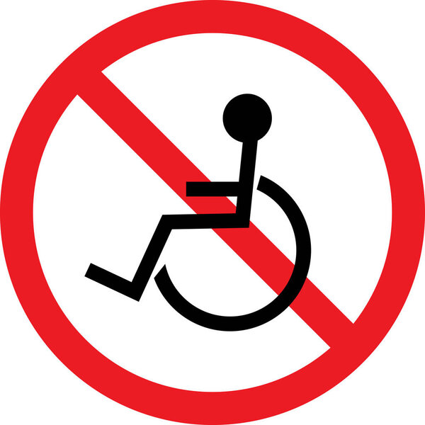 No wheelchair caution sign. Wheel chair are not allowed.