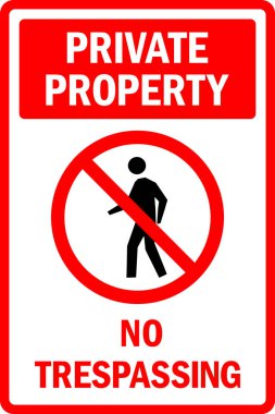 Restricted private property. Trespassing strictly prohibited sign. To prevent unwanted guests keep out. clipart